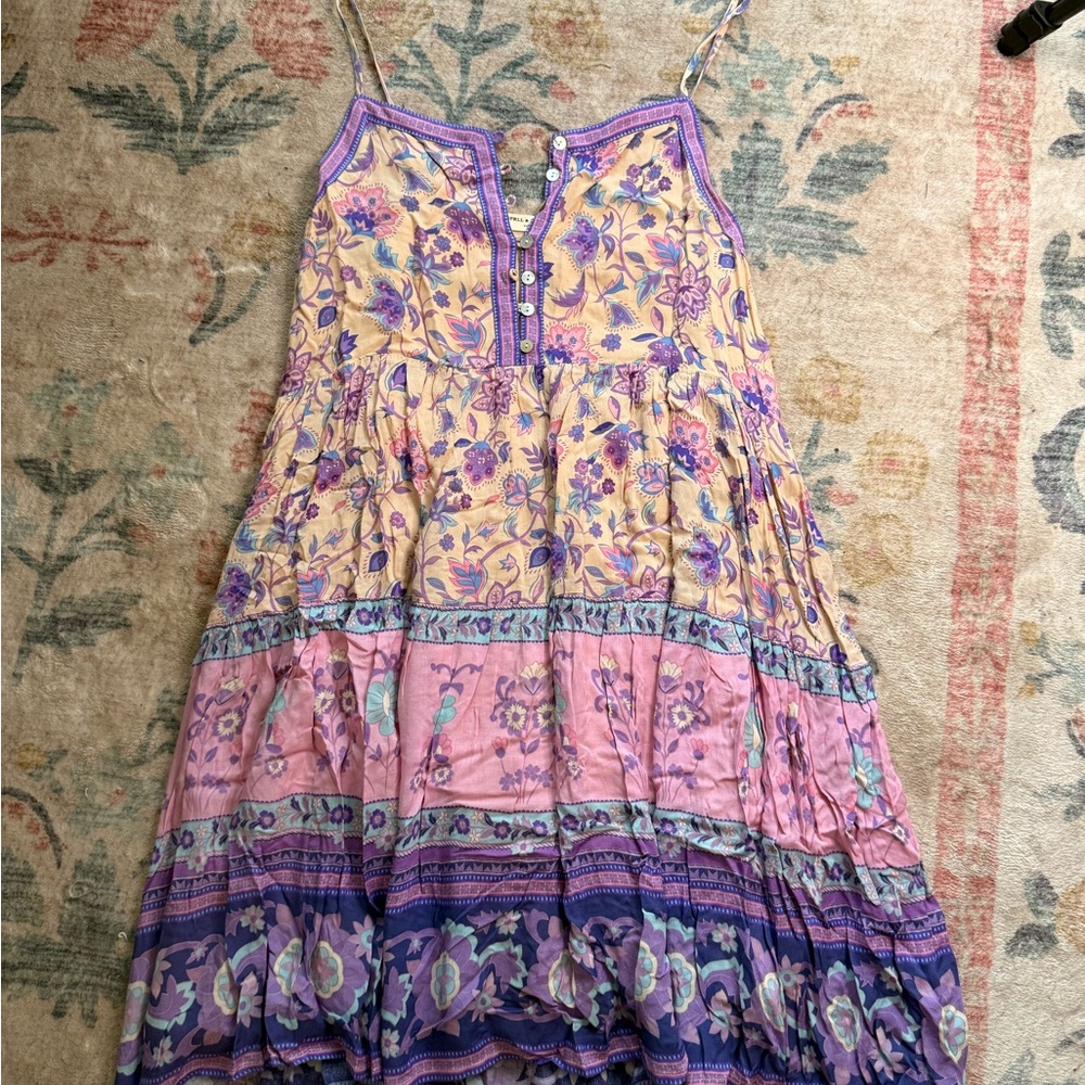 Spell Floral Boho Lace-Trim Dress in Lavender Purple and Pink - Picture 4 of 7